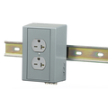Hubbell Wiring Device-Kellems DIN Rail Utility Box, Complete Unit- Duplex Receptacle, 1) 20A 250V, Gray DRUB5462